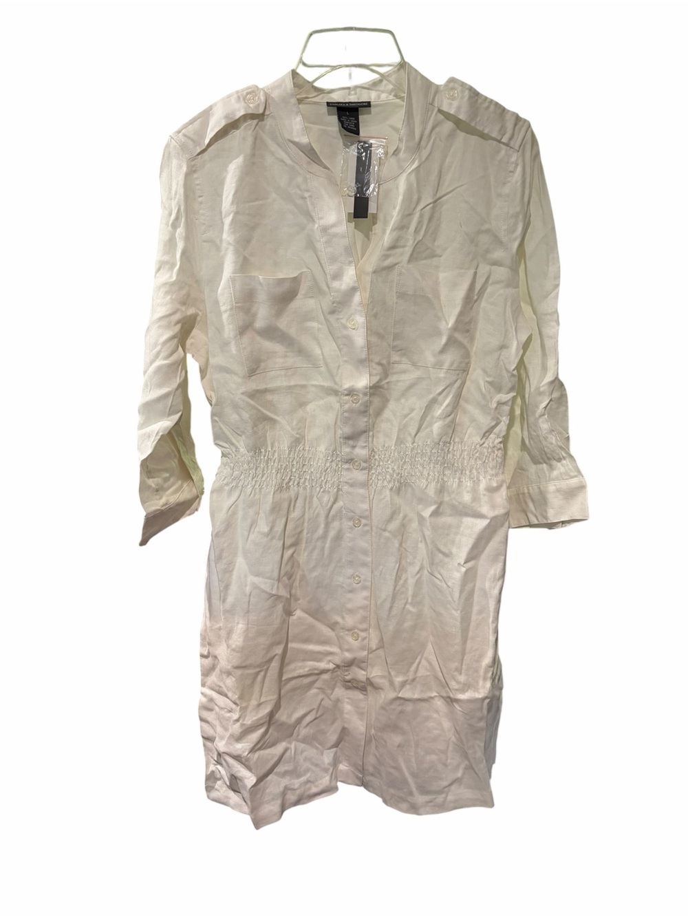 Chelsea & Theodore NWT 100% Linen Shirt Dress Ivory Size Large